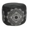 Laddha Home Designs 18" Black and White Mandala Medallion Round Pouf Ottoman